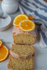 Naklejka na ściany i meble sweet home made orange sponge cake on a table