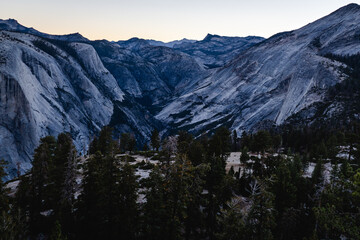 view from the peak of half dame in yosemite