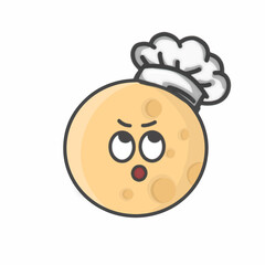 Moon Character Flat Cartoon Vector Design Illustration