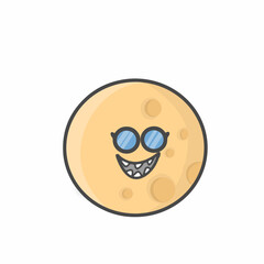 Moon Character Flat Cartoon Vector Design Illustration