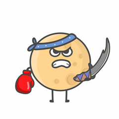 Moon Character Flat Cartoon Vector Design Illustration