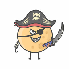 Moon Character Flat Cartoon Vector Design Illustration