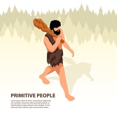 Isometric Primitive People Background