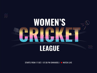 Fototapeta premium Women's Cricket League Font On Black Background.