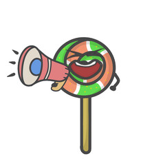 Lollipop Character Flat Cartoon Vector Design Illustration
