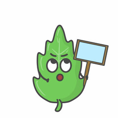 Leaf Character Flat Cartoon Vector Design Illustration