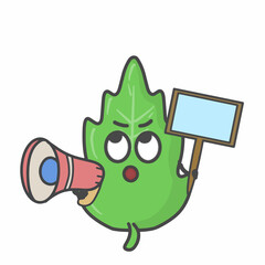 Leaf Character Flat Cartoon Vector Design Illustration