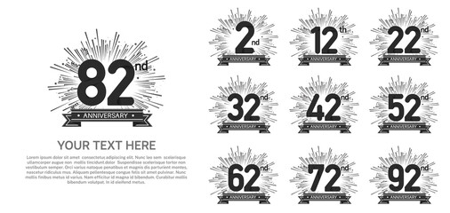 set anniversary logotype premium collection black color with fireworks isolated on white background