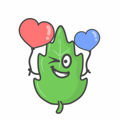 Leaf Character Flat Cartoon Vector Design Illustration