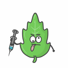 Leaf Character Flat Cartoon Vector Design Illustration