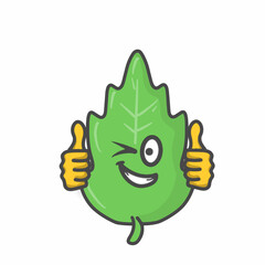 Leaf Character Flat Cartoon Vector Design Illustration