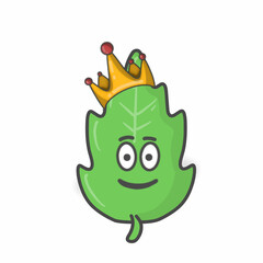 Leaf Character Flat Cartoon Vector Design Illustration