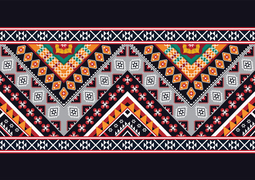 Abstract ethnic geometric flower pattern design pattern for background,fabric,wrapping,clothing,carpet,wallpaper,clothing,wrapping,batik,fabric