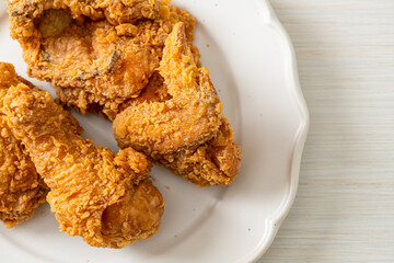 fried chicken with ketchup on plate