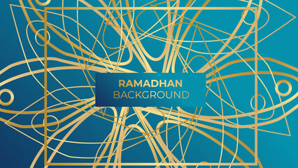 Ornamental Arabic blue gold pattern Islamic design background. Ramadan Kareem banner background © semarjowodesign