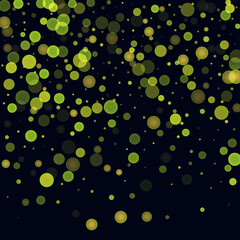 Gold green glitter on a black background. Explosion of confetti. Vector festive background. Snow falling texture.