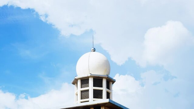 Time lapse of mosque minaret with moving clouds