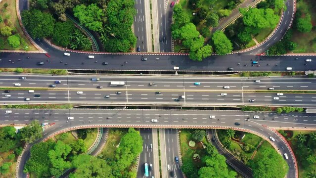 Traffic in tollway near Semanggi interchange road