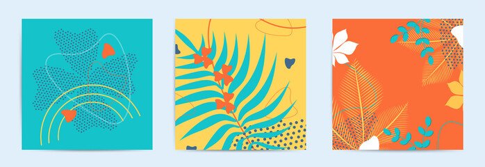 Set of creative minimalist  vector illustrations for wall decoration, postcard or brochure cover design.