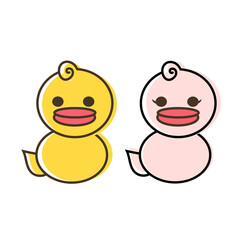 Cute and simple duck toy icon separately