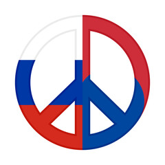 peace icon with russia and south korea flags. vector illustration isolated on white background