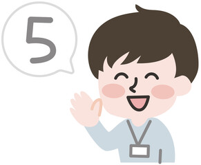 数を数える私服の男性スタッフ