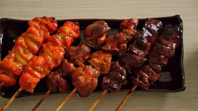 Japanese chicken grill or yakitori serve in izakaya style - Japanese food style