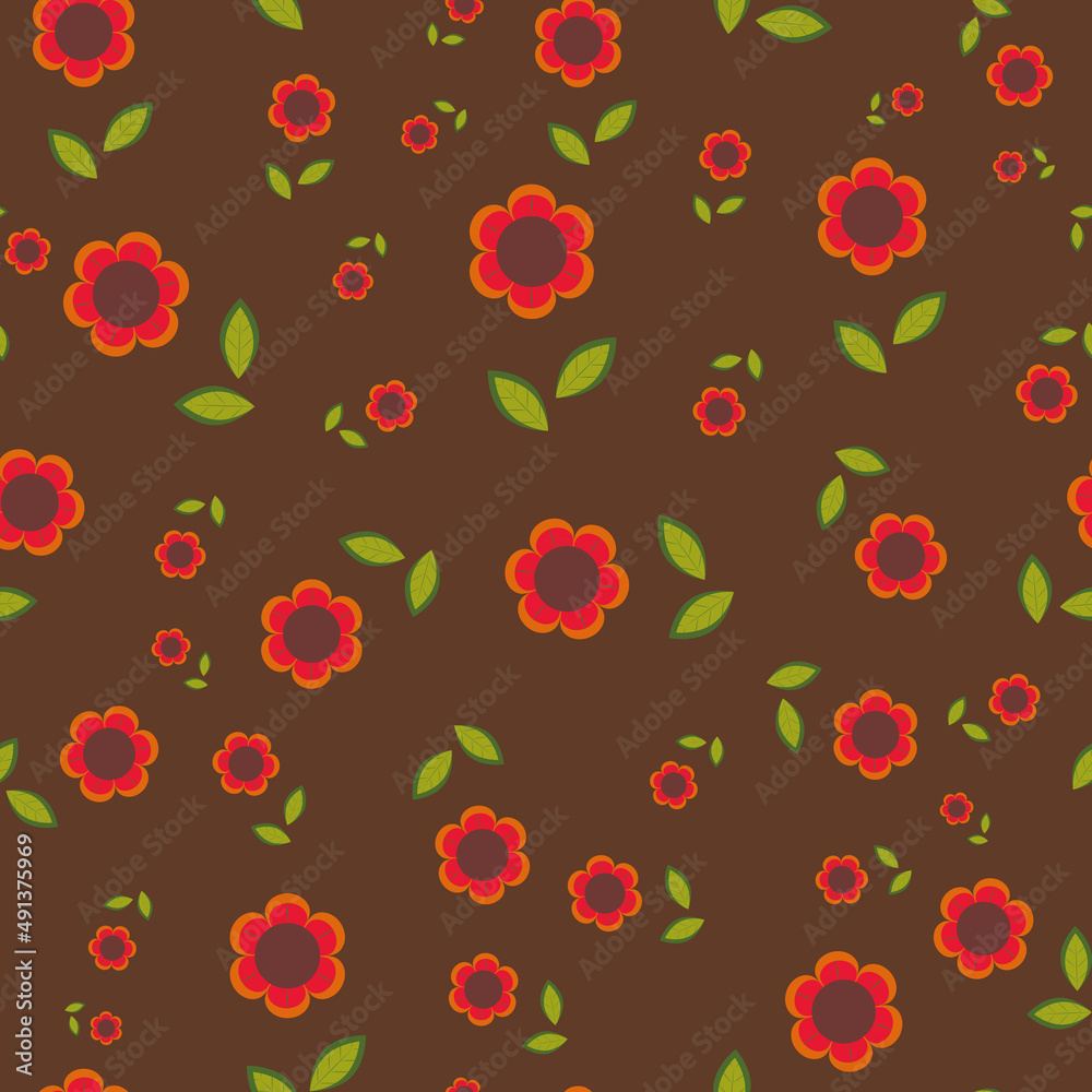 Poster retro style flower vector seamless repeat pattern print background