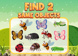 Naklejka premium Find 2 same object worksheet for children