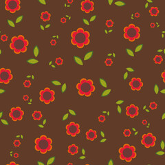 Retro style flower vector seamless repeat pattern print background