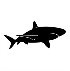 Vector silhouette of a shark on a white background