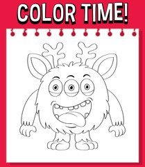 Worksheets template with color time! text and monster outline