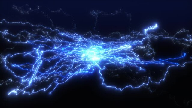 Blue Lightning - 3D Rendered Electric Abstract Space Motion