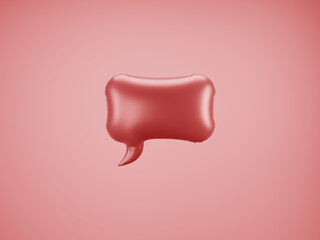  Red Speech Balloon. Speech balloon on color background. Talk and think bubbles. 3d rendering