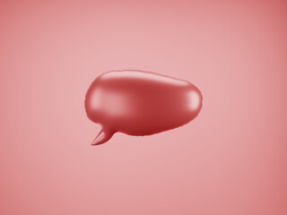  Red Speech Balloon. Speech balloon on color background. Talk and think bubbles. 3d rendering