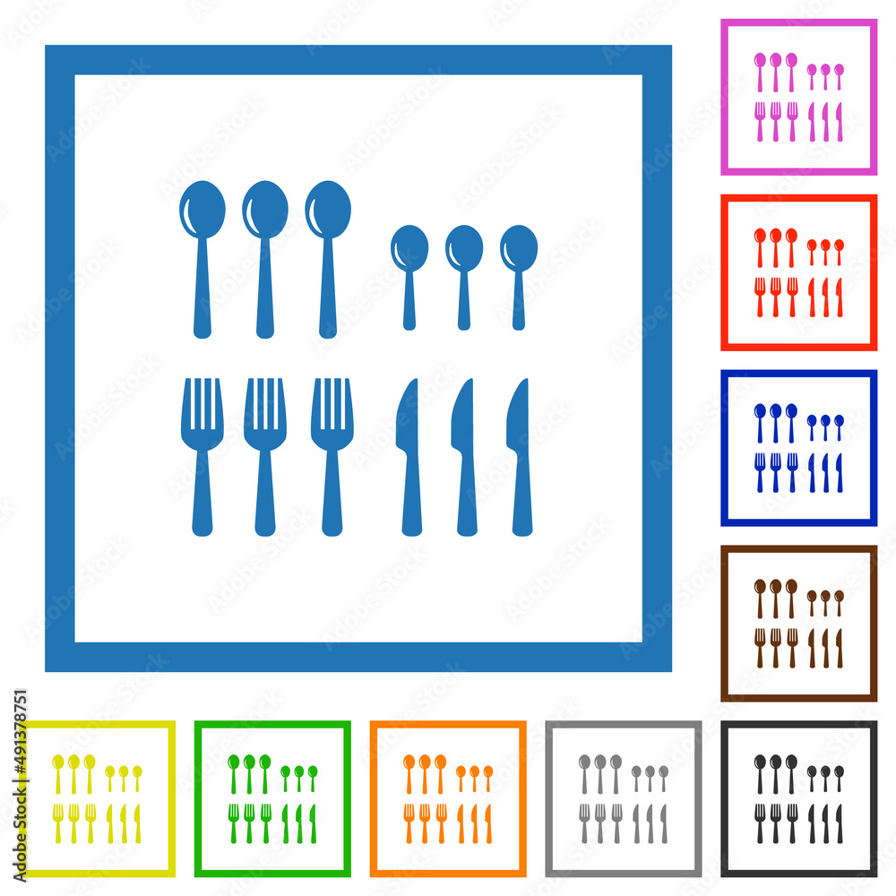 Poster Flatware box flat framed icons