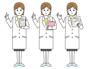 白衣を来た薬剤師　医療従事者　イラスト