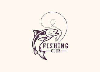 Fishing logo design template. Fishing Emblem Vector