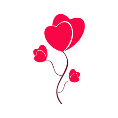 pink love flower icon isolated on white background