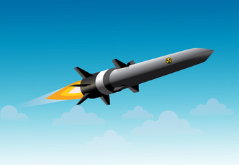 Nuclear rocket, Nuclear weapons. vector illustration