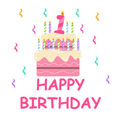 Fun happy birthday card vector illustration