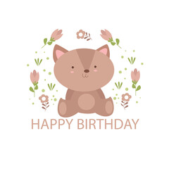 Fun happy birthday card vector illustration