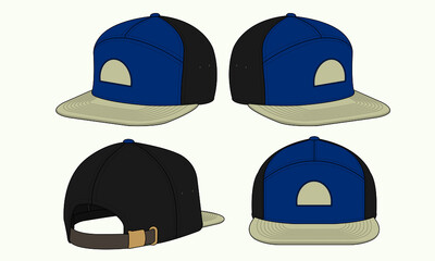 Cap hat template vector adjustable fitted strap