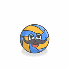 Volley Ball Cute Character Flat Cartoon Vector Design Illustration