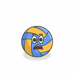 Volley Ball Cute Character Flat Cartoon Vector Design Illustration