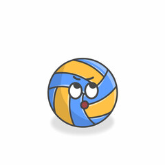 Volley Ball Cute Character Flat Cartoon Vector Design Illustration