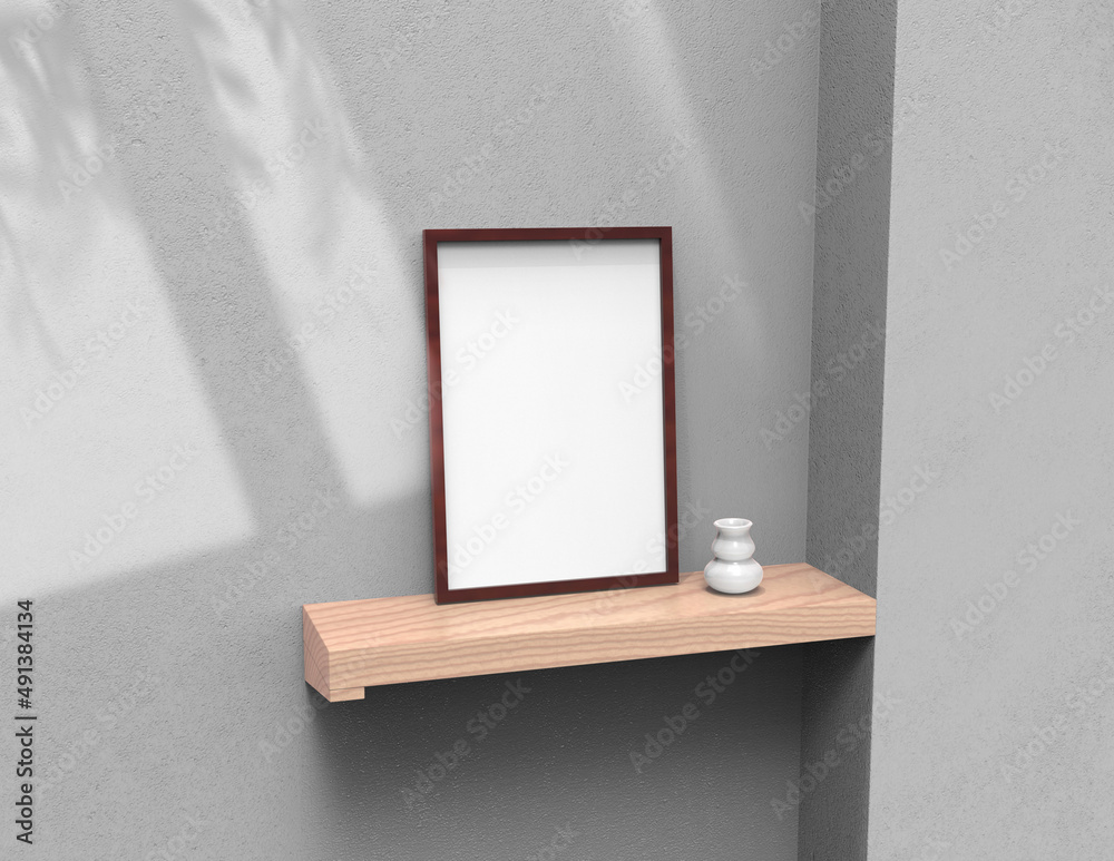 Poster frame background using 3d rendering and geometry. framed background mock-up for poster design or exh