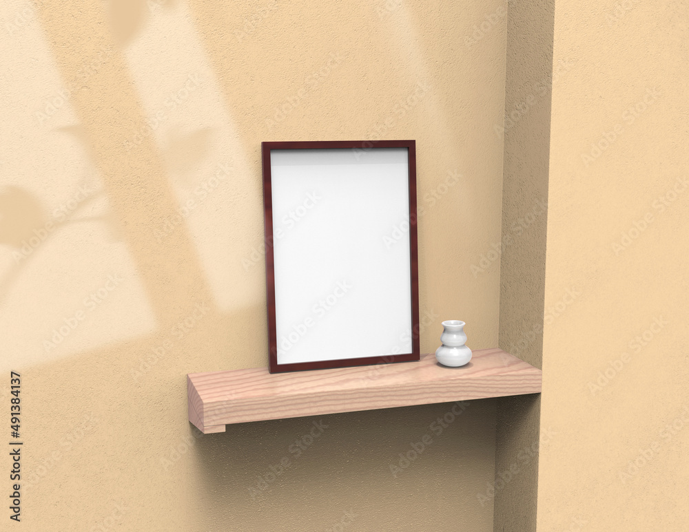 Poster frame background using 3d rendering and geometry. framed background mock-up for poster design or exh