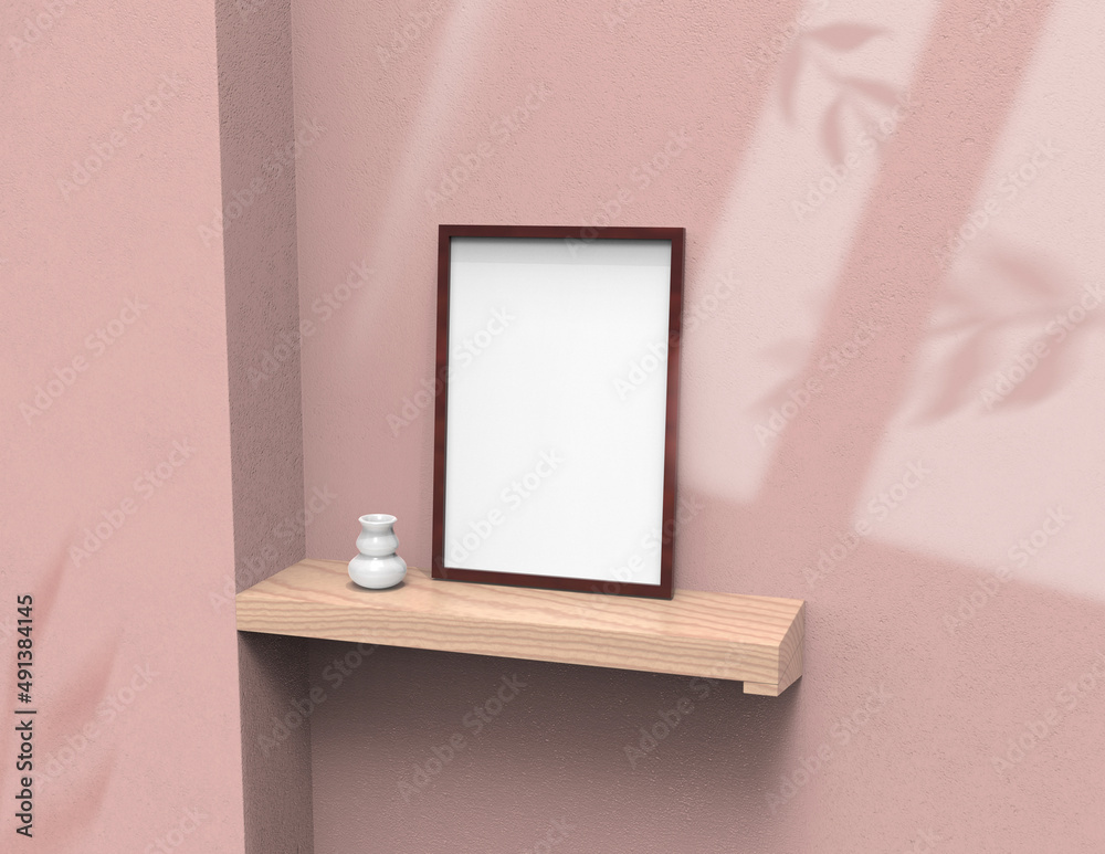 Poster frame background using 3d rendering and geometry. framed background mock-up for poster design or exh