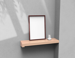 frame background using 3D rendering and geometry. Framed background mock-up for poster design or exhibition of artwork. 3d rendering illustration.